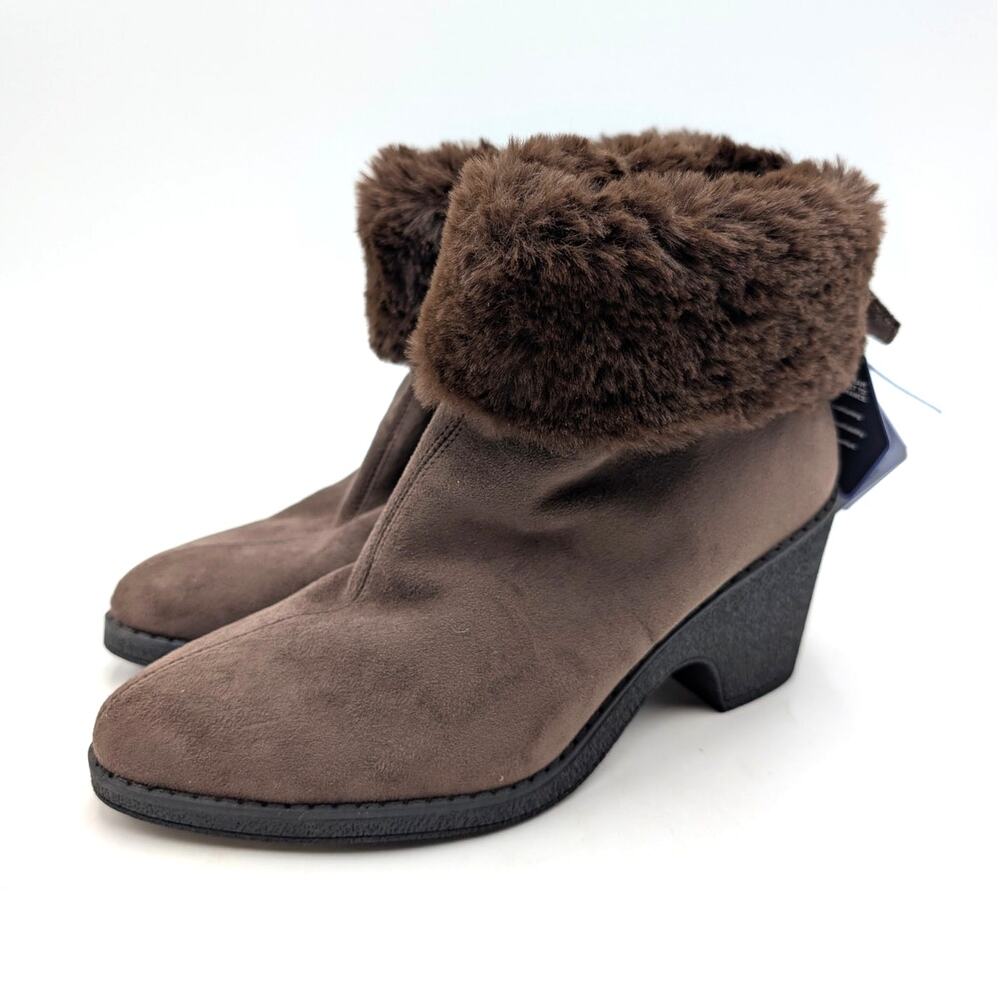 Aerosoles Booker Wedge Ankle Bootie Back Zip Women's Java Brown Size US7M EU37.5